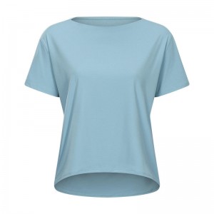 SC10266 Custom Logo Yoga Shirt Cutout Workout Pullover Yoga Shirt Kurzarm Sport Yoga Workout Lose Schnell trocken Temd Frauen Frauen