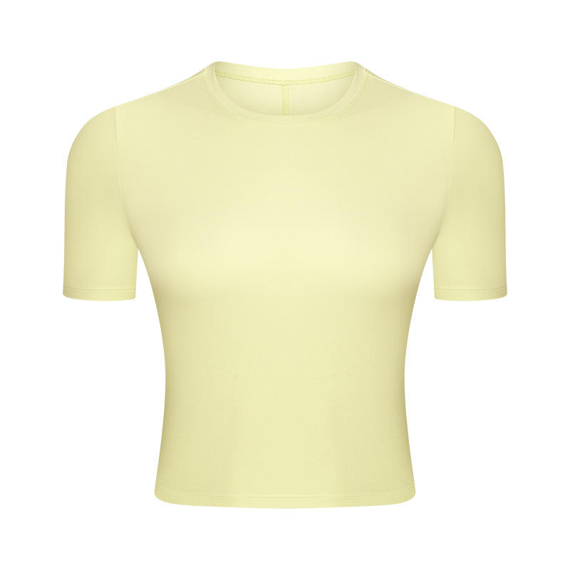 SC10267 Atmungsaktives Yoga Crop Top Fitness-Fitness enge T-Shirt rund-hals schlankes Kurzarm T-Shirt