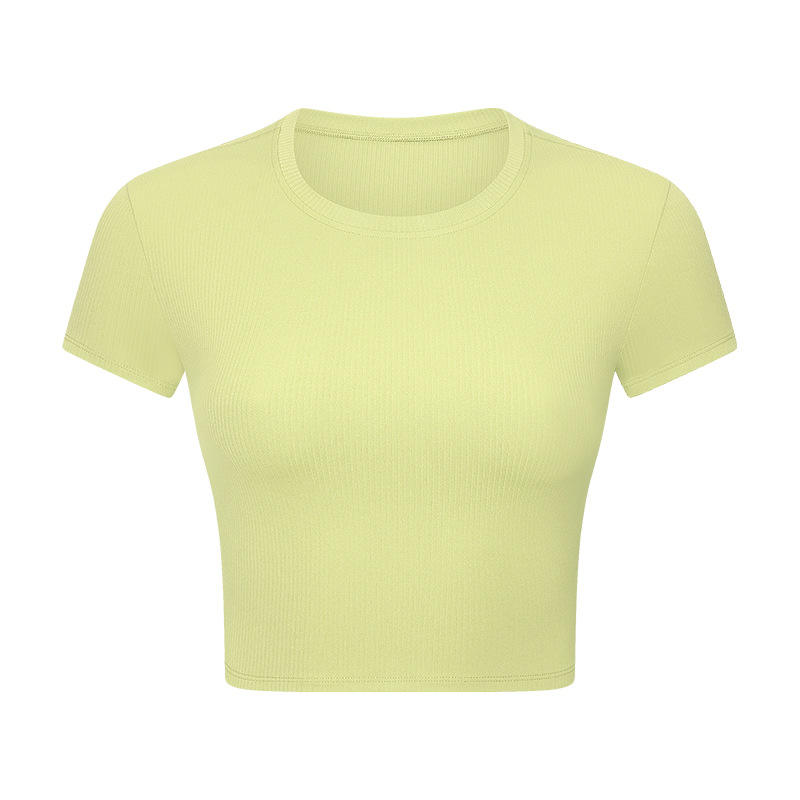 SC102612 Atmungsaktives Yoga Crop Top Fitness Fitness enge T-Shirt Yoga T-Shirts Fitness rund-Hals-T-Shirts