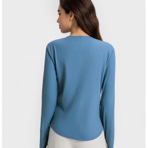 SC102613 Langarm Yoga-Shirt Yoga T-Shirts Fitness runzeln T-Shirts Yoga Langarm Frauen T-Shirt Gym Shirt