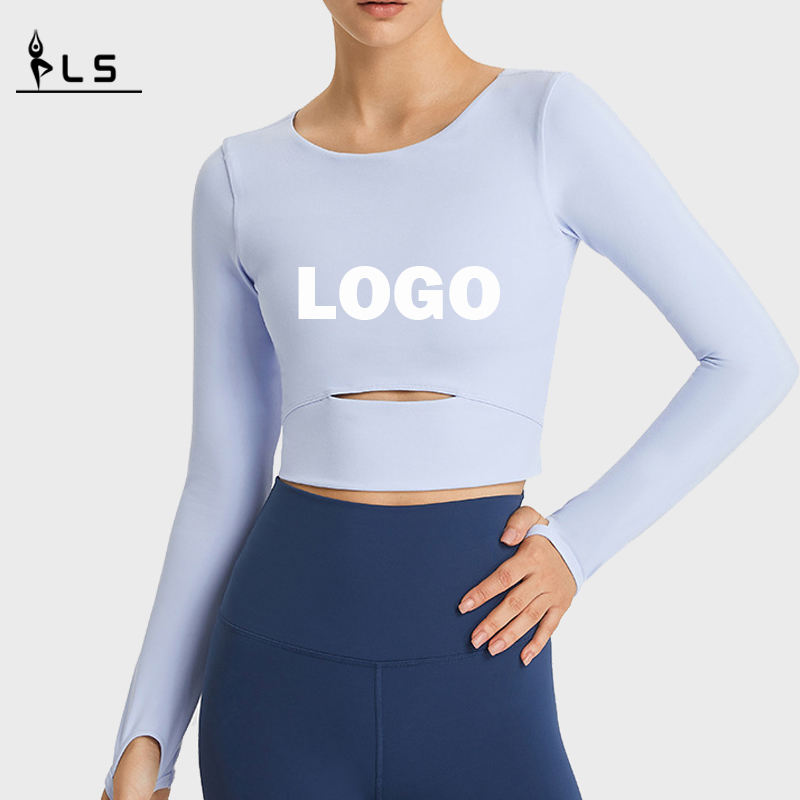 SC10275 eng sitzend langhärmer Yoga T-Shirt Frau Yoga T-Shirt Crop Tank Fitnessstudio Langarm Yoga Tops T-Shirt