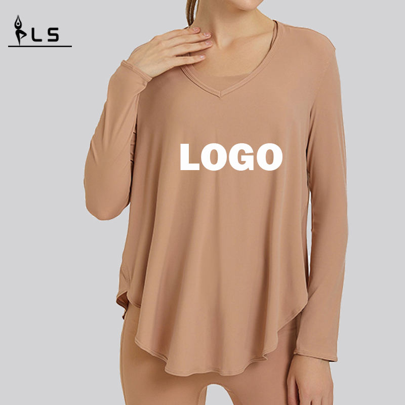 SC10272 T-Shirt Lose Casual Fitness Yoga Langarm Top Yoga Langarm Frauen T-Shirt Fitnesshemd