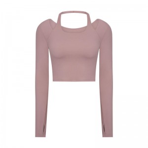 SC10273 Custom Logo Yoga T-Shirts Fitness laufen runde T-Shirts Hemd Frau Langarm Sporthemd für Frauen