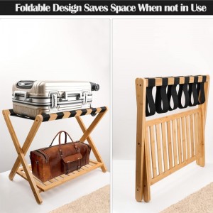 Bambusklappkoffer Stand für Gästezimmer Schlafzimmer Hotel