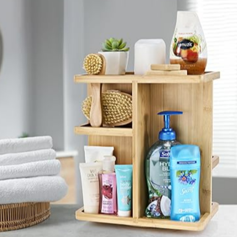 Sorbus 360 ° Makeup Organizer - Bambusholzholz -Make -up -Karussell für Kosmetika, Hautpflege rotierender Make -up -Organizer für Eitelkeit, Badezimmerlagerung