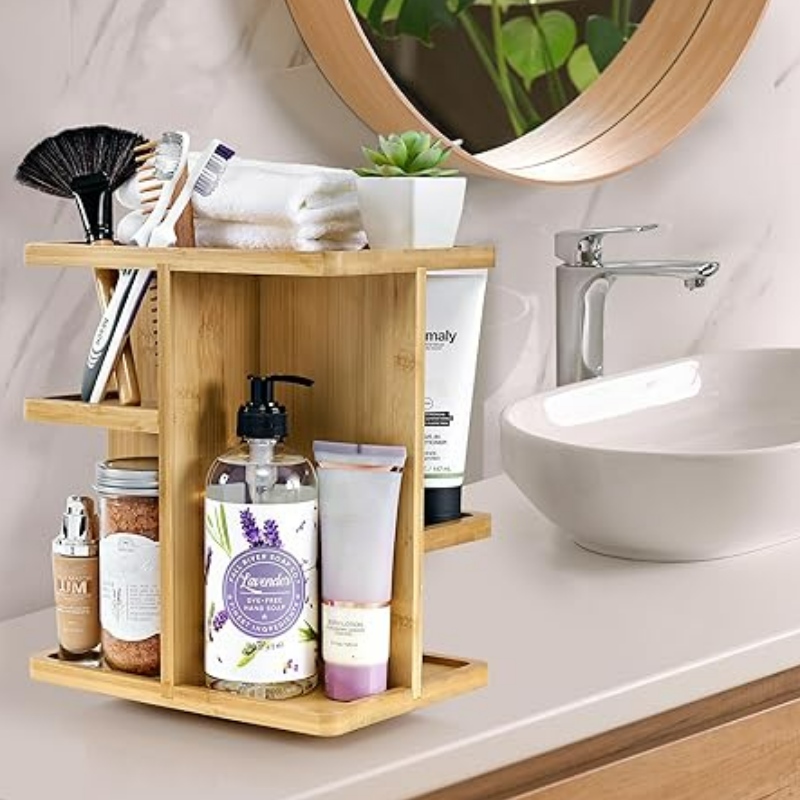 Sorbus 360 ° Makeup Organizer - Bambusholzholz -Make -up -Karussell für Kosmetika, Hautpflege rotierender Make -up -Organizer für Eitelkeit, Badezimmerlagerung