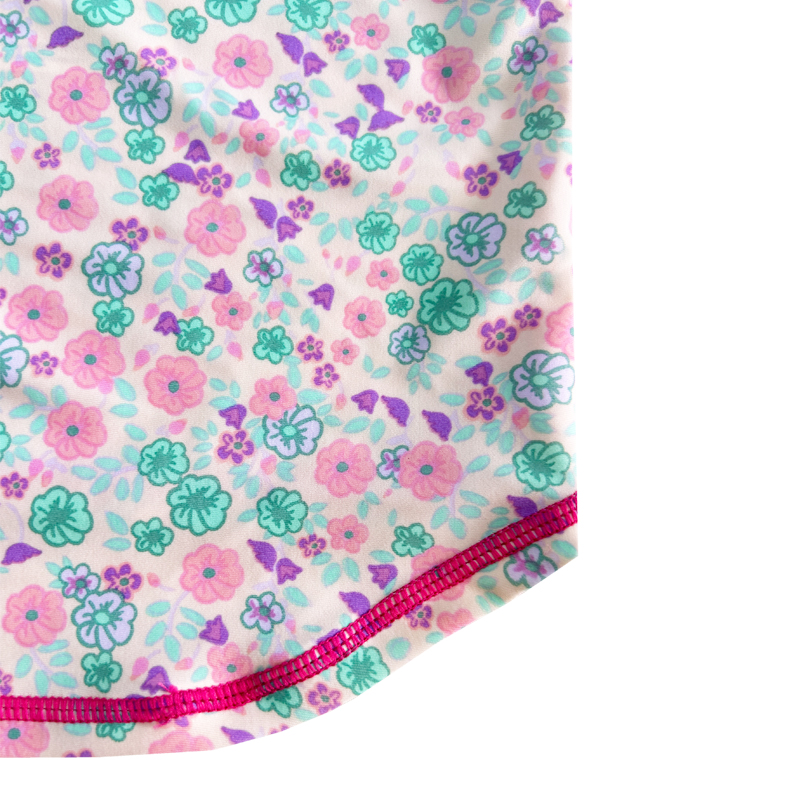 Blumendesign Farbkontrast Vollfarbe Baby Badeanzug Top