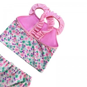 Floral Ruffle Cross Plissee zweiteiler