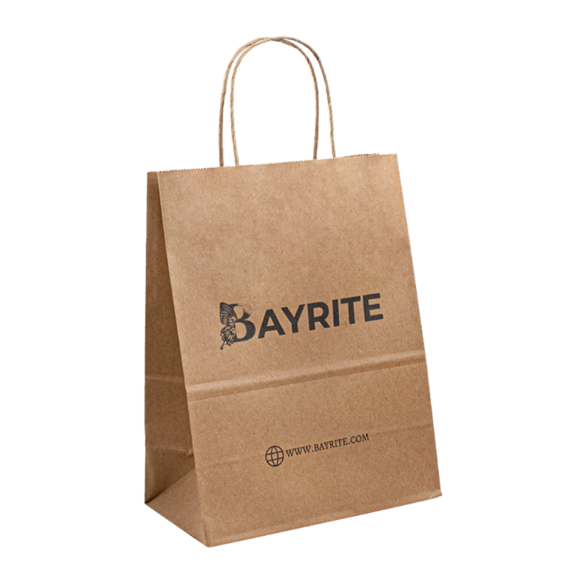 Recycelbarer Kraft brauner Papiertüte mit Seilgriff Ihr Logo Flachgriff Krafteinkaufstasche