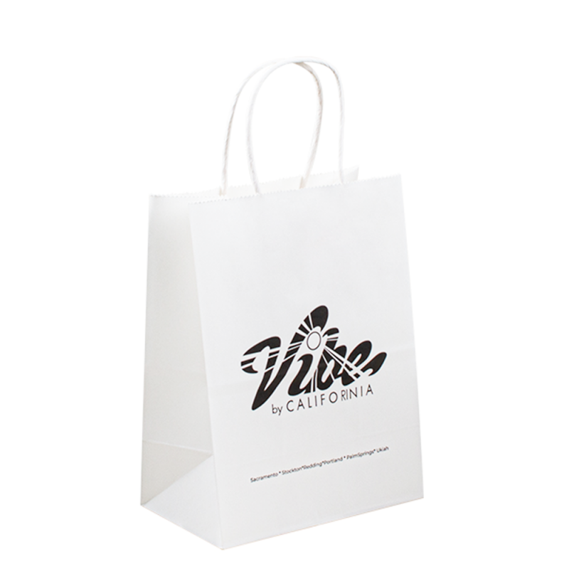 Benutzerdefinierte recycelbare Kraftpapierbeutel mit Ihrem eigenen Logo, benutzerdefinierte Einkaufstüte für Lebensmittel mit Griff