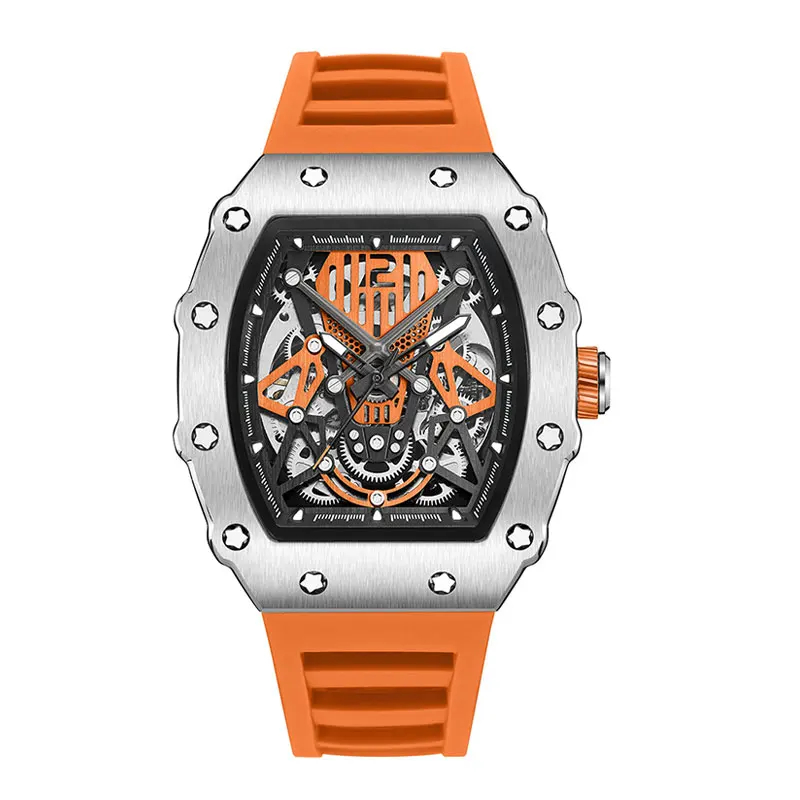 Baogela Neue volle automatische mechanische Männer Watch Brand Fashion Mode Luxus Uhren Männer wasserdichte Uhr Orange