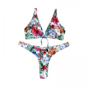 Bloß ethnischer Style Bogen Bogen Breiter Riemen Zwei-teiliger Badeanzug