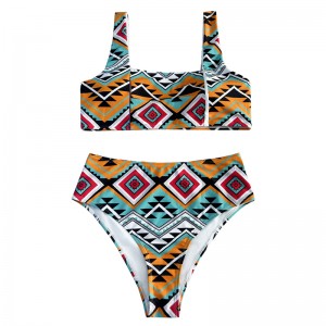 Lässiger und komfortabler floralernationaler Stil Rückenhöhle aus dem Weitgurtweste zweiteiliger Badeanzug