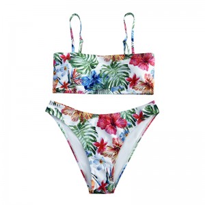 Casual Comfort Halfter ethnischer Stil gedruckter zweiteiler Badeanzug