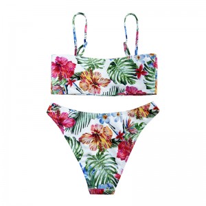 Casual Comfort Halfter ethnischer Stil gedruckter zweiteiler Badeanzug