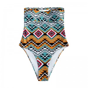 Sexy trägerloser Druck ethnischer einteiliger Teil