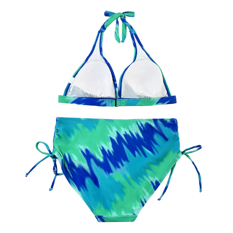 Blaugrüne Halftergurt Badeanzug Faltenbogen Schwimmshorts gedruckter Badeanzug