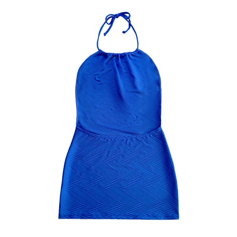Blaues Muster spezielles Stoffhalter-Gurtkleid einteiliger Badeanzug