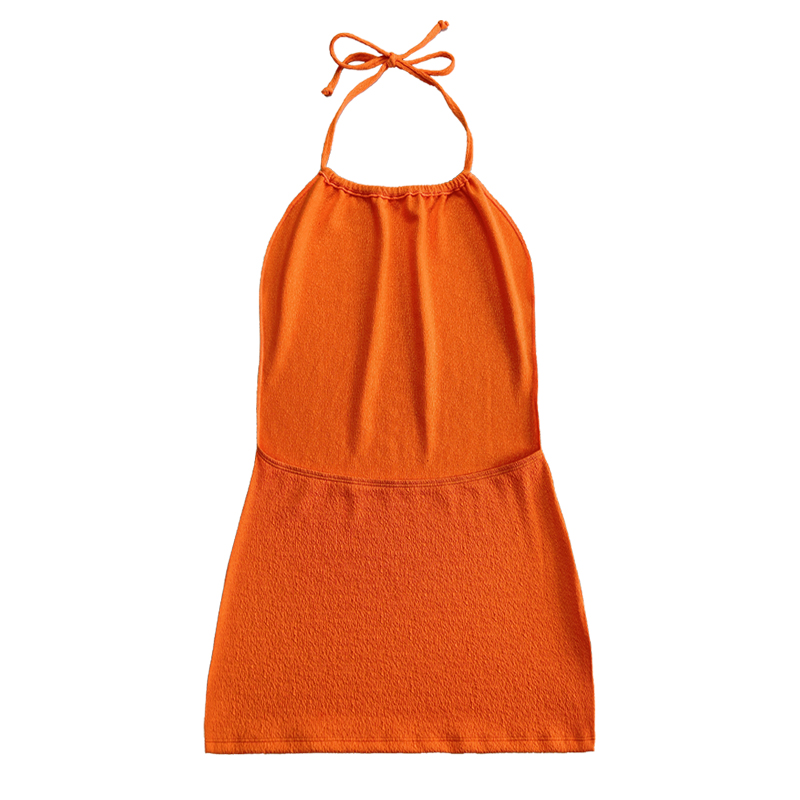 Orangefarbenes Rüfentuchhalter -Gurtkleid Badeanzug