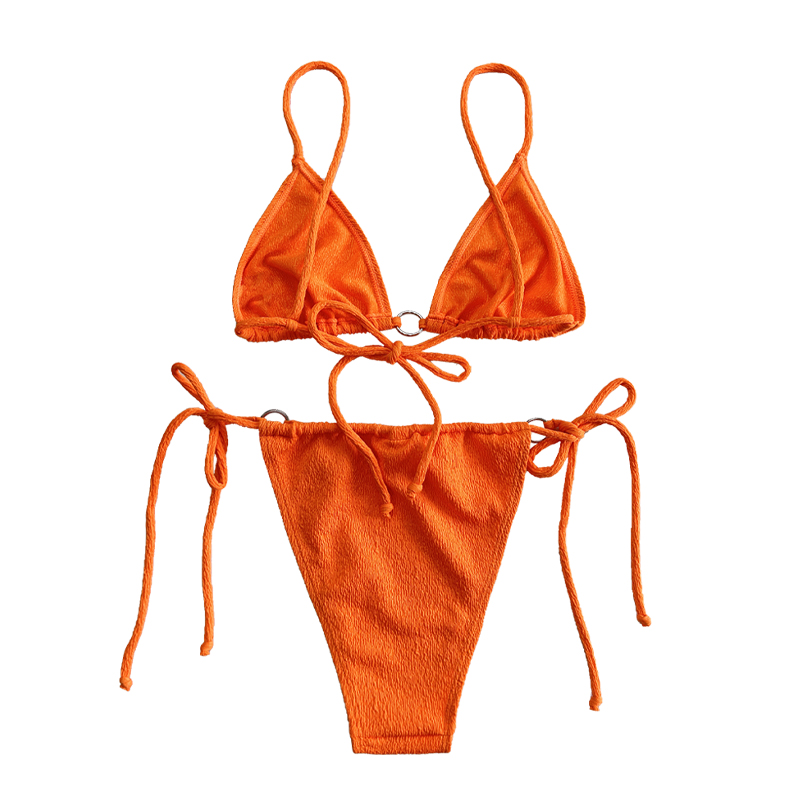 Orange gekräuselter Stoffschleife Zwei-teiliger Badeanzug