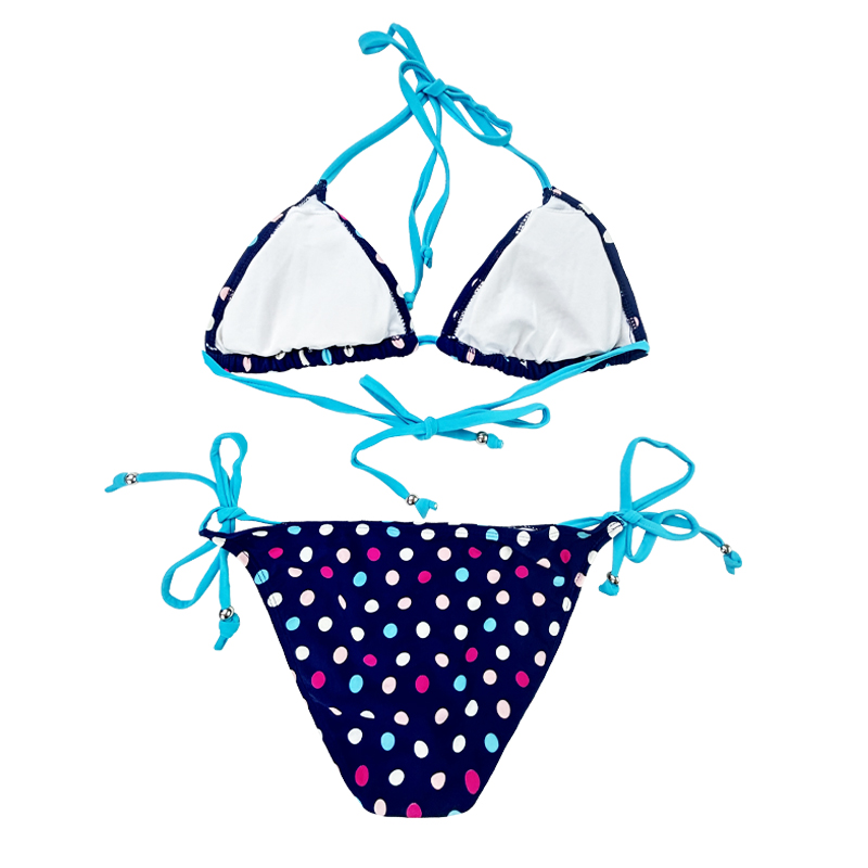 Marineblau Multicolor Polka Dot-Halftergurt zweiteiliger Badeanzug