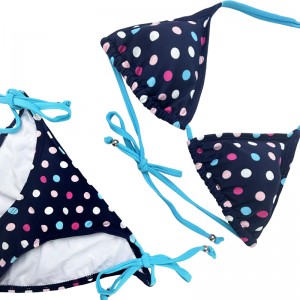 Marineblau Multicolor Polka Dot-Halftergurt zweiteiliger Badeanzug