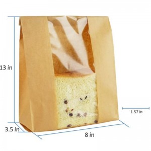 Custom Printing Kraftpapier Brotbeutel mit Fenster Siegel Aufkleber Verpackung Brotbeutel Lebensmittelverpackung Aufbewahrung