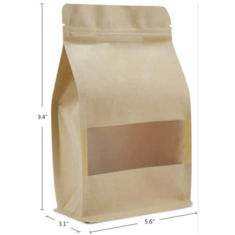 Stand up Reißverschluss Brown Kraftpapier wiederverschließbarer Druckverschluss Hitze Dichtbares Lebensmittel Aufbewahrung DOYPACK -Verpackungstasche mit klarem Fenster
