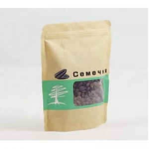 Umweltfreundlich wiederverschließbare laminierte braune Kraftpapierpapier Food -Beutel Reißverschluss Steh -up -Kraftstasche mit Fenster