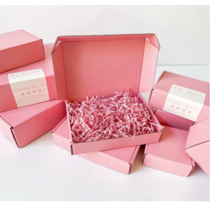 Benutzerdefinierte Logo rosa Farbe Kosmetische Wellblechverpackung Mailer Box Versandbox Papierbox