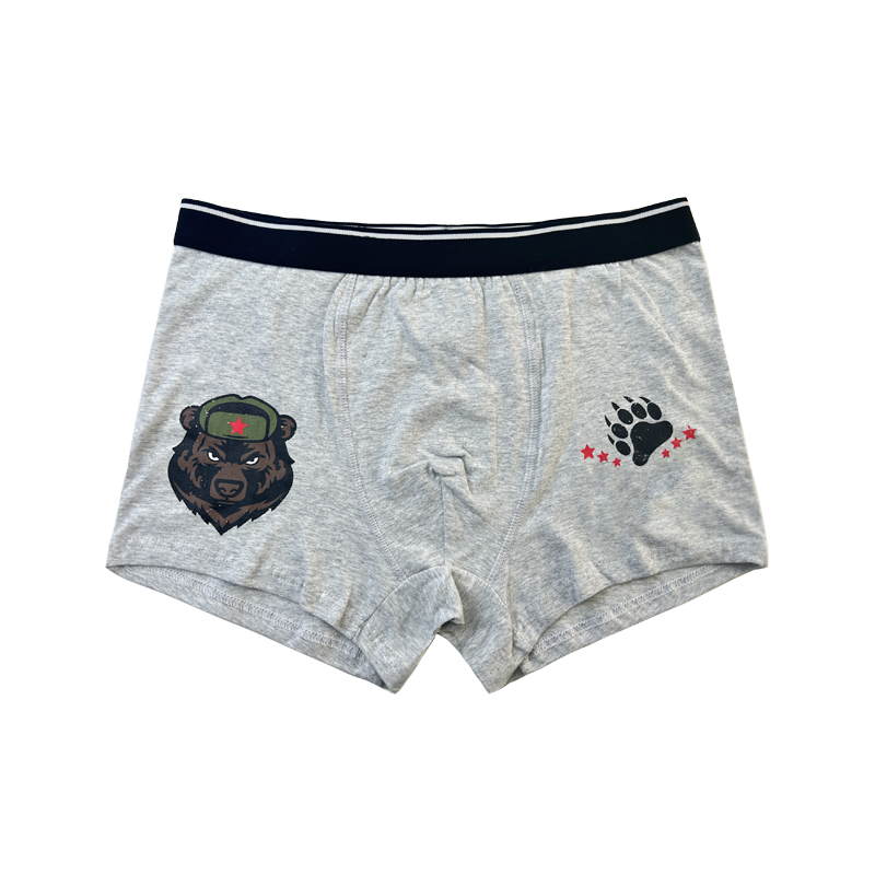 Anpassung einfacher Farbunterwäsche Mode voll bedruckte bequeme weiche Männer Weihnachtsboxer -Slips graue Unterwäsche