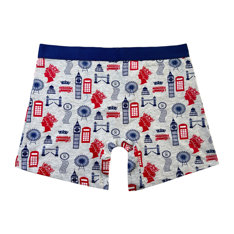 Passen Sie einfache Farbunterwäsche -Mode voll gedruckt bequeme weiche Männer Unterwäsche Männer von Weihnachtsboxer -Slips Farbkontrast