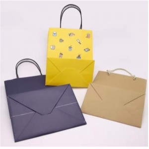 Customized bedrucktes Logo Kraftpapierverpackung Tasche Geschenk Basteleinkauf biologisch abbaubare Papiertüte mit Griff