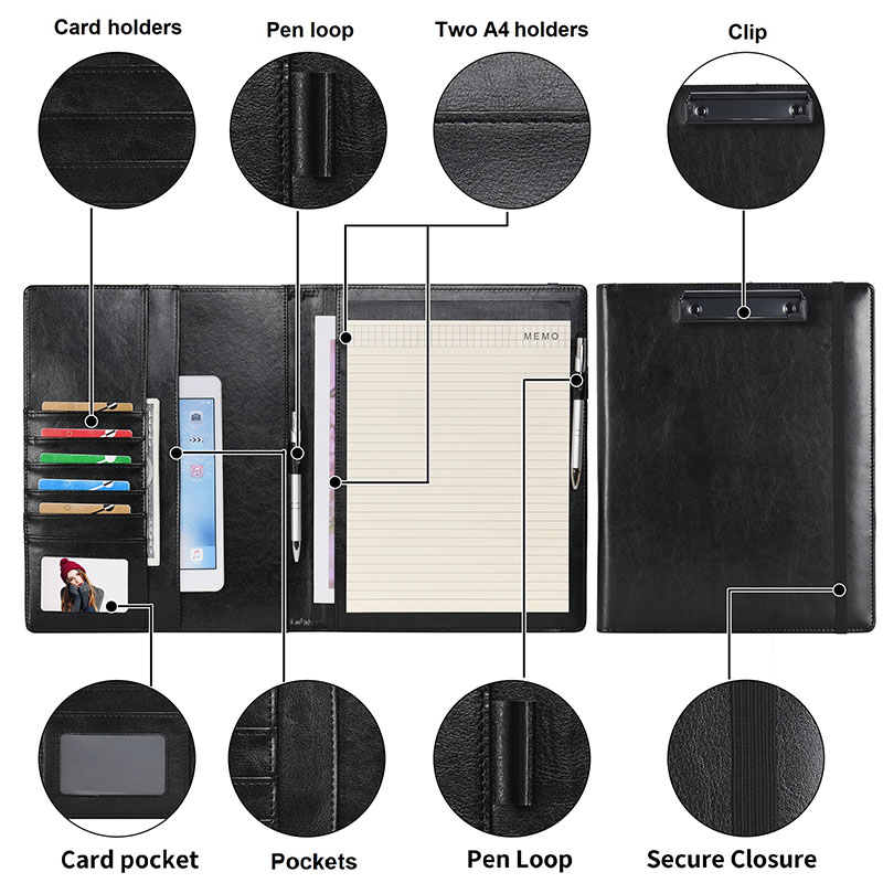 Leder -Klemme Partfolio Notepad Forms Halter Dokument Hülle A4 A5