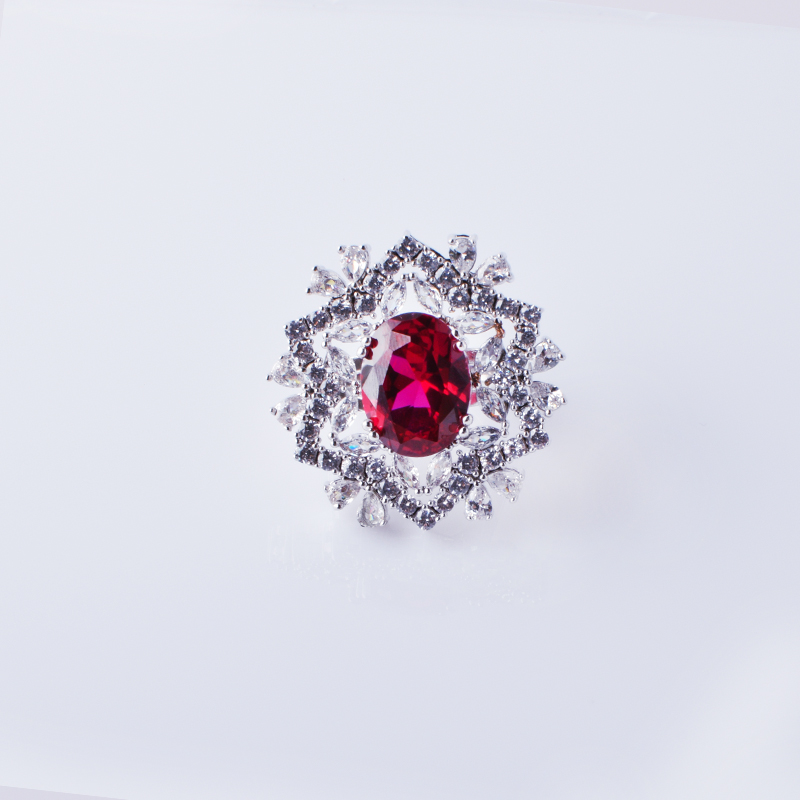 Hongde Eleganter Kreis mit blauer Kubikzirkonia -Verlobungsringen Edelstahl für Frauen Hochzeit Schmuck Silber Farbe