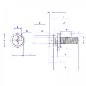 Kreuzschlitz-Sechskantschraube mit Einkerbung und Federscheibe