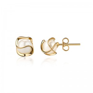 Hongde 18K vergoldete Käfigperlen-Ohrstecker, 4 mm