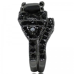 Hongde schwarzer Onyx, Prinzessinnenschliff, Jahrestag, Hochzeit, Brautring, Diamant für Frau und Mann