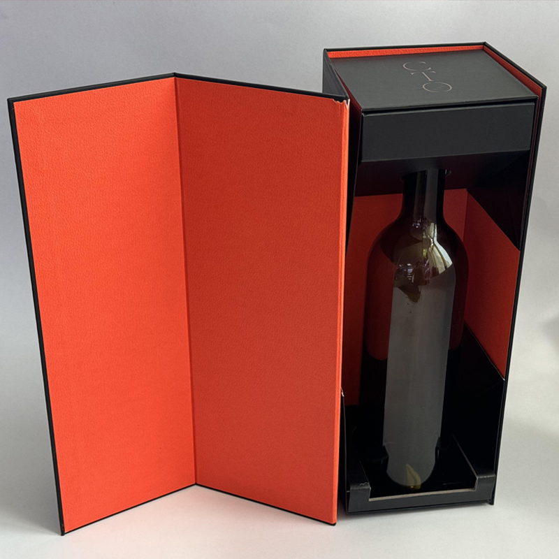 Anspruchsvolle faltbare Weinkiste in Rot und Schwarz