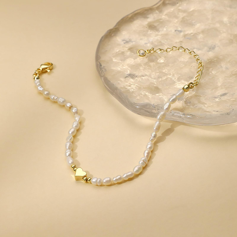 Hongde 14K Gold-Vergoldetes Perlen-Herz-Armband. Perlen des Herz-Armbands