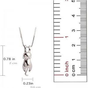 Silberne Katzen-Charm-Halskette S.Leaf Sterlingsilber-Katze für Frauen, Katzenschmuck für Frauen, Katzenzubehör für Frauen, Katzen-Mutter-Liebhaber-Damen-Motto-Geschenke, süßer silberner Kätzchen-Schmuck, Geburtstagsgeschenke für...