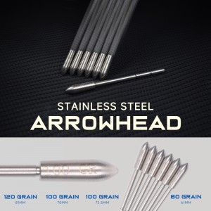 159928 80/100/120 Edelstahleinsatzpunkte für ID3.2mm Carbon Pfeile