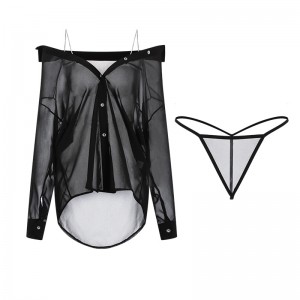 Neuer Stil Plus-Größe sexy Dessous. Ein reiner und verlockender Blick-Durch Chiffon -Schlupfkleid mit einem tiefen V-Nacken,niedrig-Schneiden Sie Design und Hosenträger, Teil eines einheitlichen SET2622 -Preises:$108.99