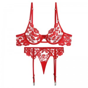 Sexy Dessous - Ultra-Dünn, mit roter Lip -Stickerei und Spitze. Es\\\'S Ein BH -Set für große Brüste, das sie kleiner aussehen und verhindert den preislichen W7229 -Preis:$219,99