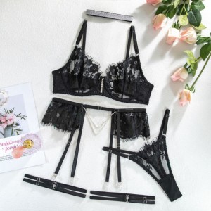 Neue Stilspitze - Set mit Diamant beschnittene Unterwäsche - Halskragen besetzt. Es\\\'S a Five - Stück Kreuz - Grenze sexy Dessous -Set, leidenschaftliche Kleidung mit Europäer - American Ins Style My96628 Preis:$119,99