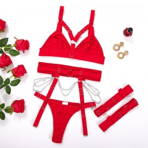 INS europäisches und amerikanisches Kreuz-Grenze sexy Dessous Set: a Drei-Stück Set für Frauen, einschließlich Bindung von Bund, Beinring und verstellbaren Elementen, mit einem Hauch von Erotikflairmy96629price:$119,99