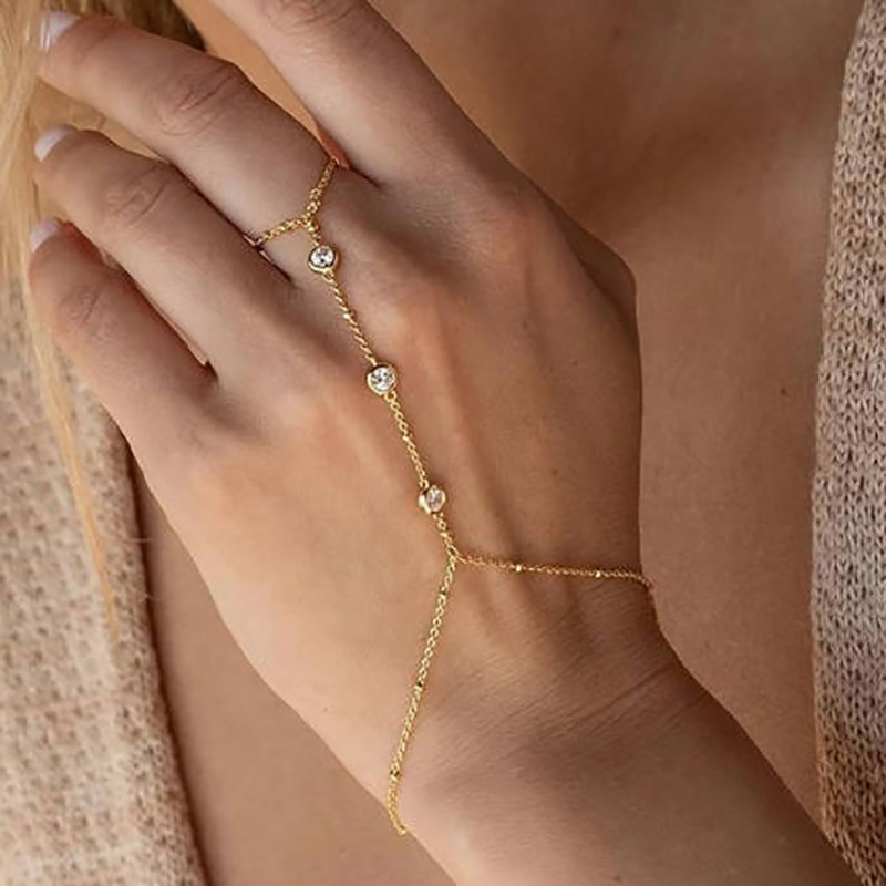 Elegantes Gold-Plattierte Handkette mit klaren kubischen Zirkonia -Steinen für Hochzeiten, Partys und besondere Anlässe