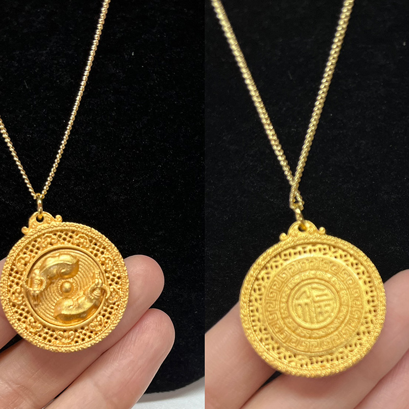 24k Gold-Lucky Drei plattiert-Beinbeschwerte Vermögen Anhänger mit kompliziertem filigranem und fu -Charakter für Wohlstand und Glück