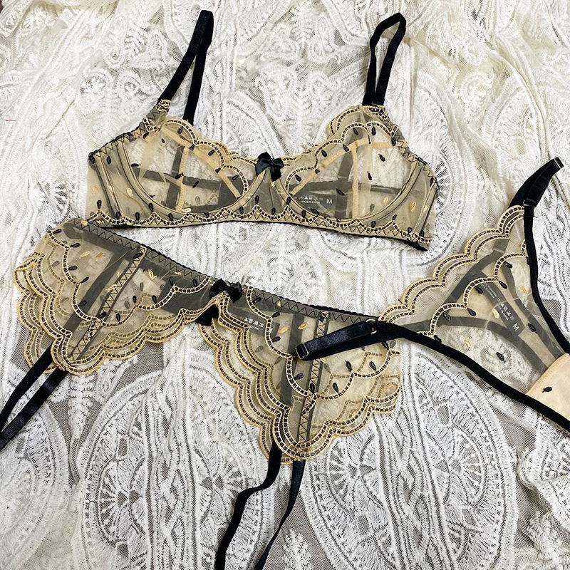 Europäische und amerikanische Ins - Stil sexy Dessous. Ultra - dünn plus - Größe Erotik Dessous Spitzen. BH -Set, das große Brüste kleiner erscheinen lässt und das Sacken verhindert (drei - Stückset).Wlv255price:$159.99