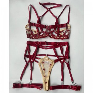 Kreuzen - Grenze sexy Dessous. Mode zwei - Tonspleißen mit Krawatte - Gurte. Komplizierte und ausführliche erotische Dessous fünf - Stückset. My96638 Preis:$129.99